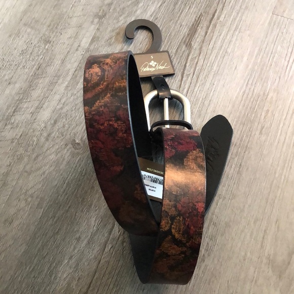 Patricia Nash Vietri Vintage Floral Brocade Leather Belt Size S NWT - Picture 1 of 16